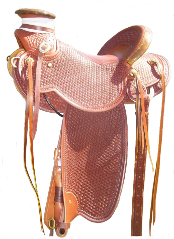 Fish Scale Wade Post Horn Saddle - Handmade saddles by Sandhills Saddlery